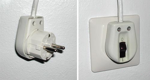 Switched 220V mains plug