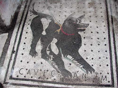 Cave Canem sign in Pompeii
