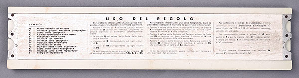 Sbernadoris aerophotographical slide rule - back