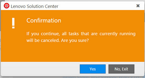 Dialog box of a Lenovo utility
