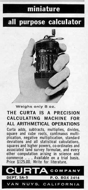 A Curta calculator ad
