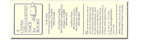 Bookmark of A Clean, Well-lighted Place for Books