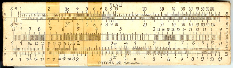 ALKU slide rule - front