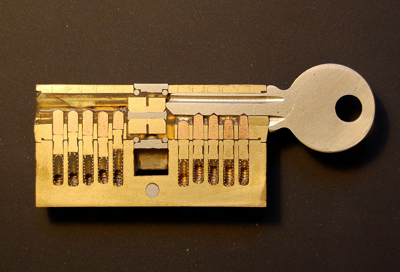 A cross-section through a cylinder lock