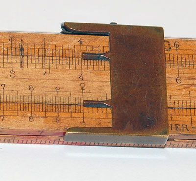 Chisel cursor on Mannheim slide rule
