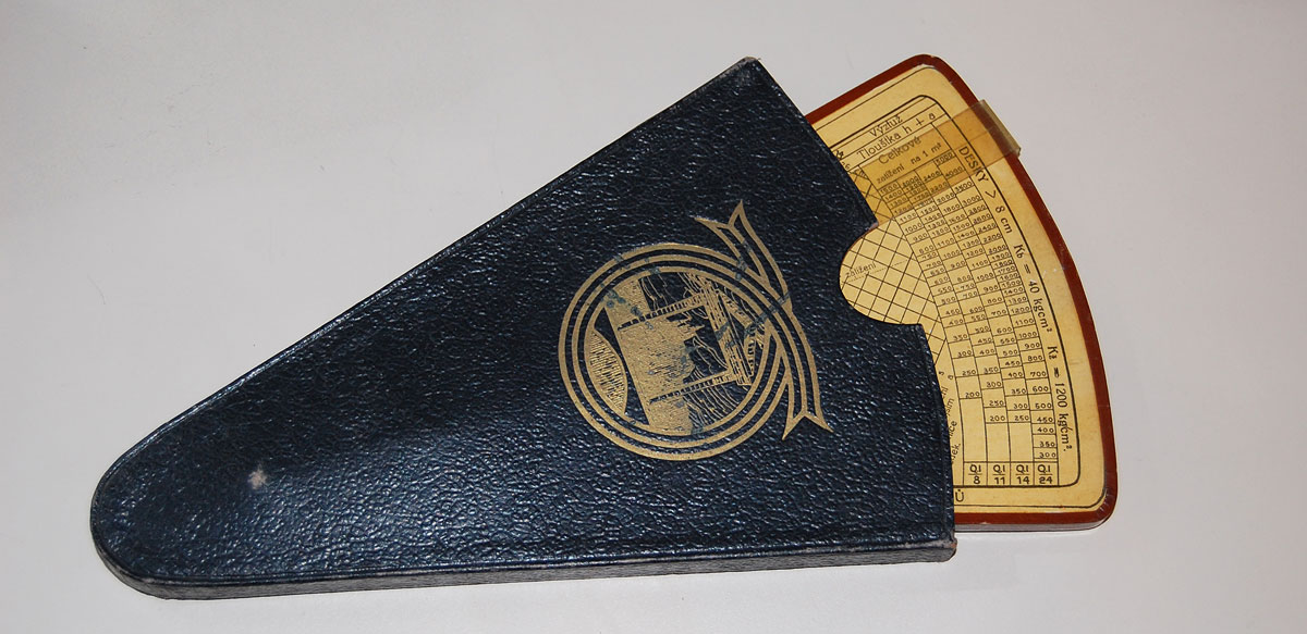 The Dimensator reinforced concrete calculator in its sleeve