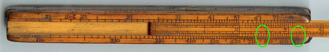 Calculation on Everard slide rule