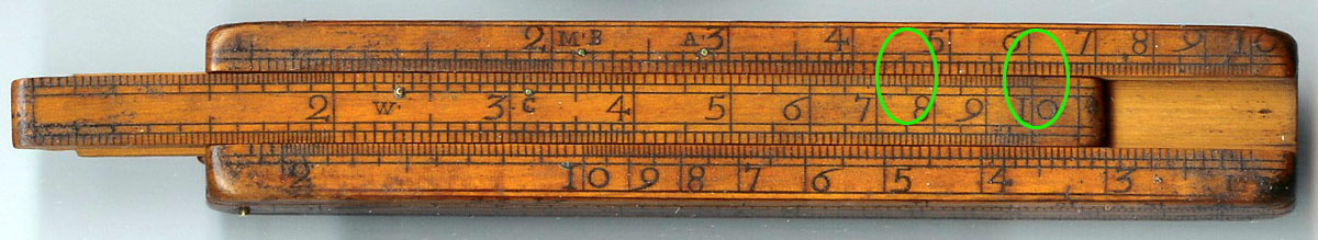 Calculation on Everard slide rule