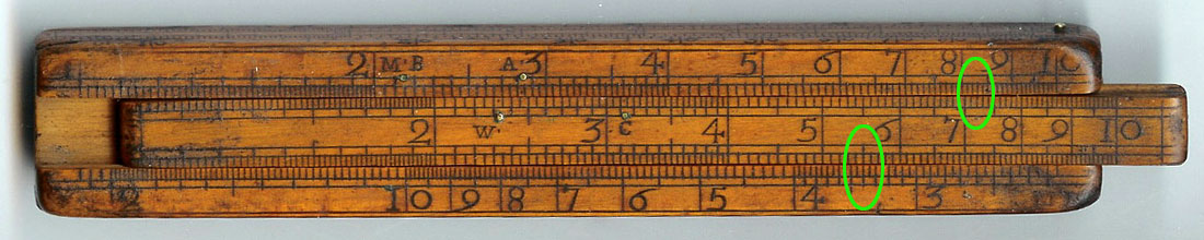 Calculation on Everard slide rule