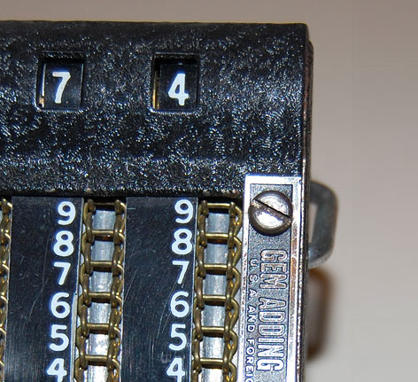 The Golden Gem adding Machine - detail