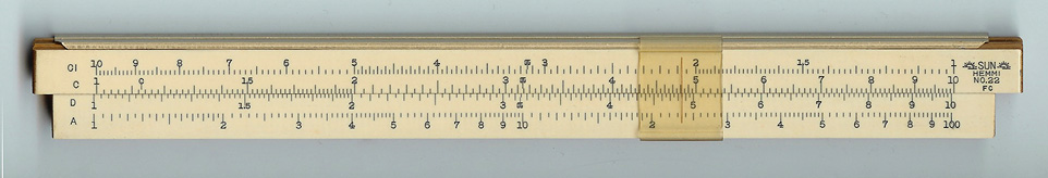 Hemmi No. 22 slide rule - front
