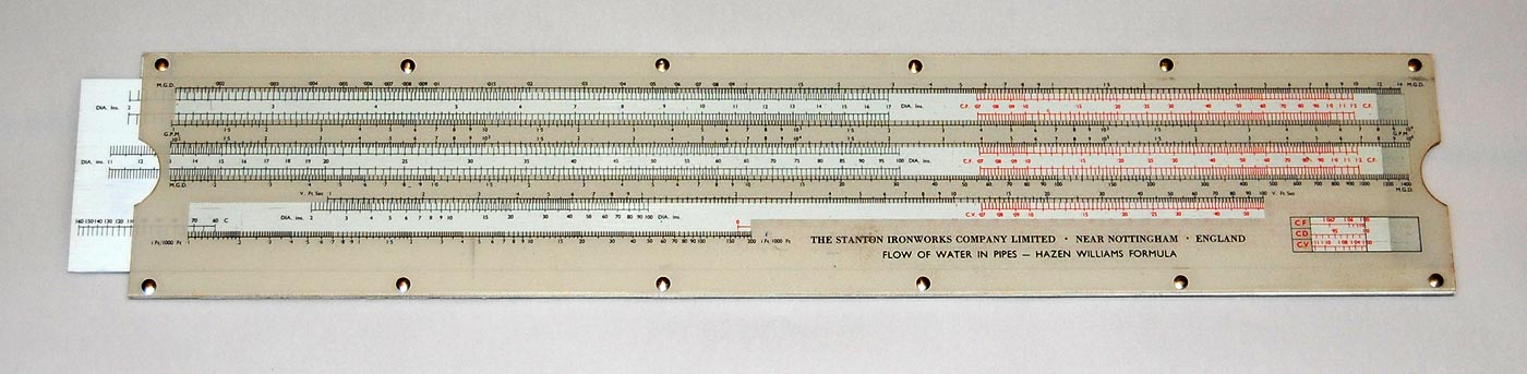 Staunton Ironworks water flow slide rule