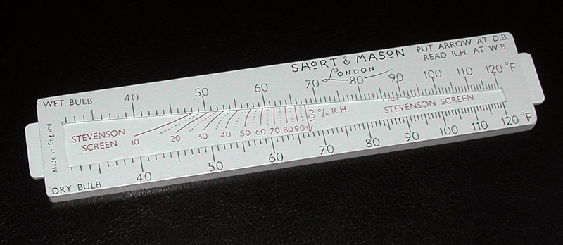 A Short & Mason psychrometric slide rule
