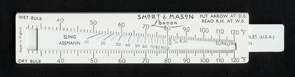 A Short & Mason psychrometric slide rule