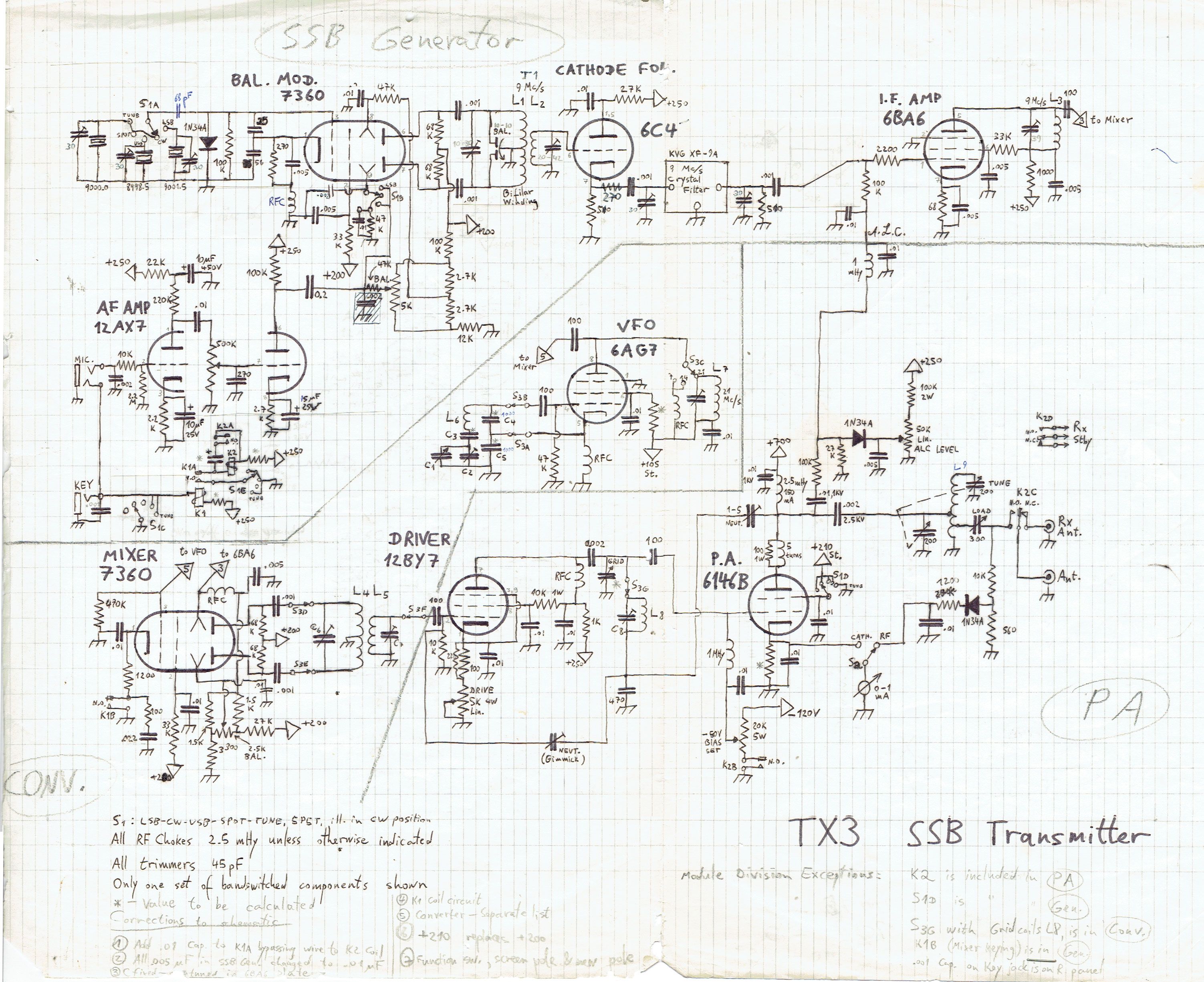 4Z4GE SSB transmitter schematic