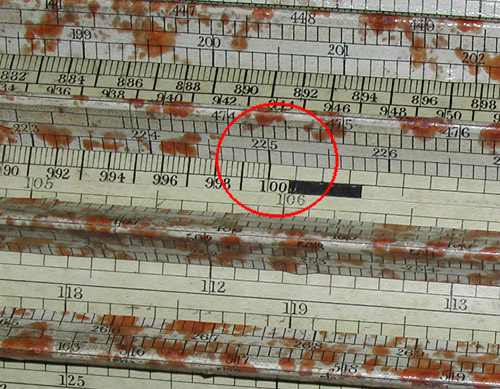Thacher's slide rule - calculation example