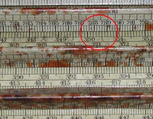 Thacher's slide rule - calculation example