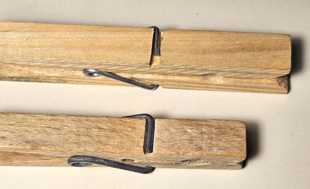 Wooden clothespins from the mid-20th and 21st centuries