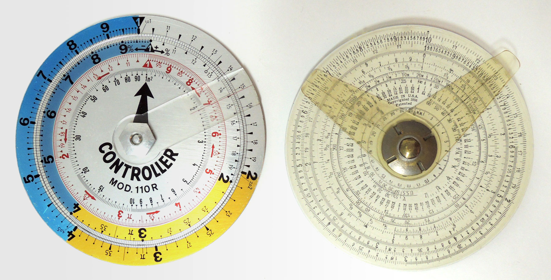 Controller and Gilson Midget slide rules