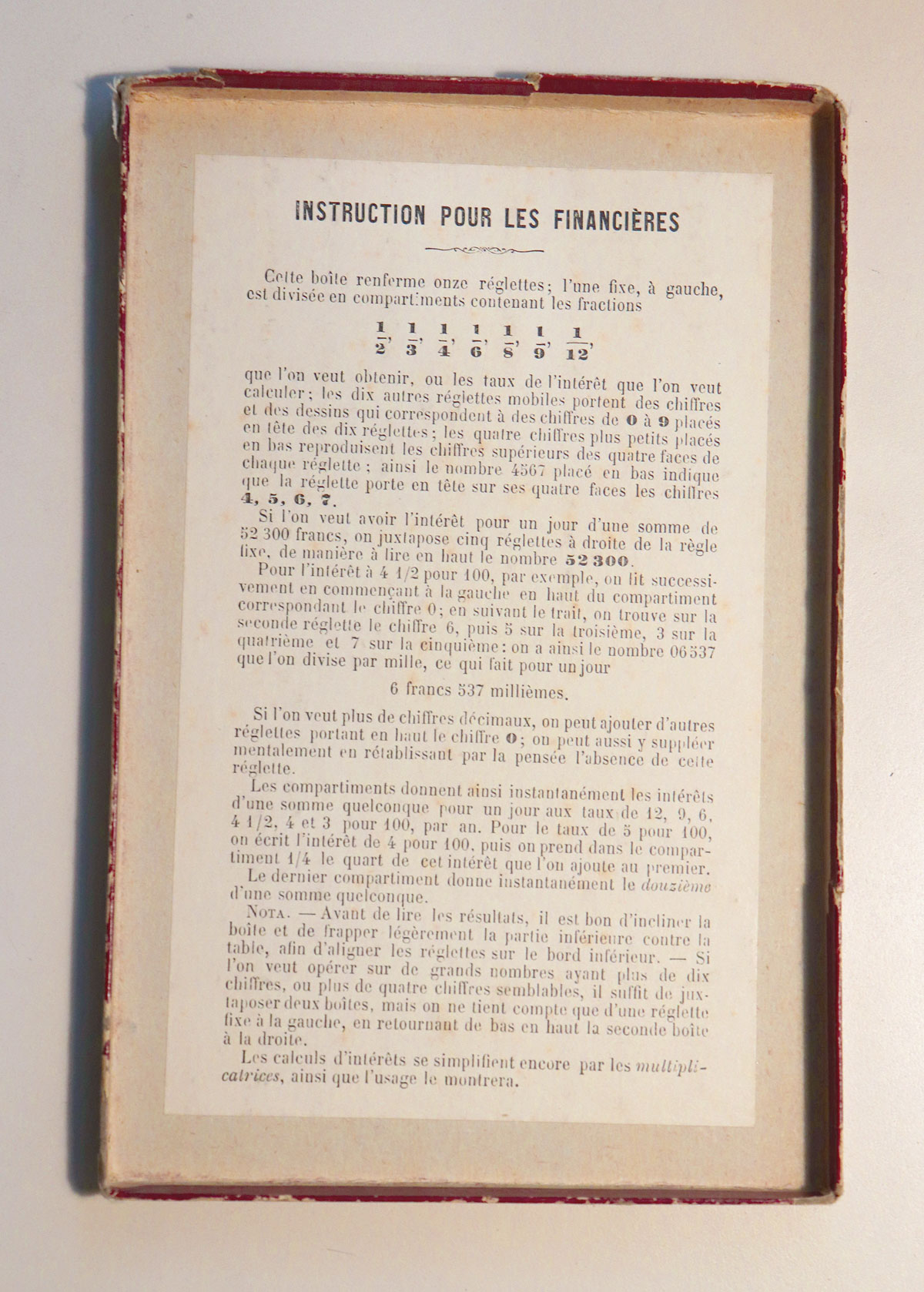 Genaille-Lucas financial rods - box