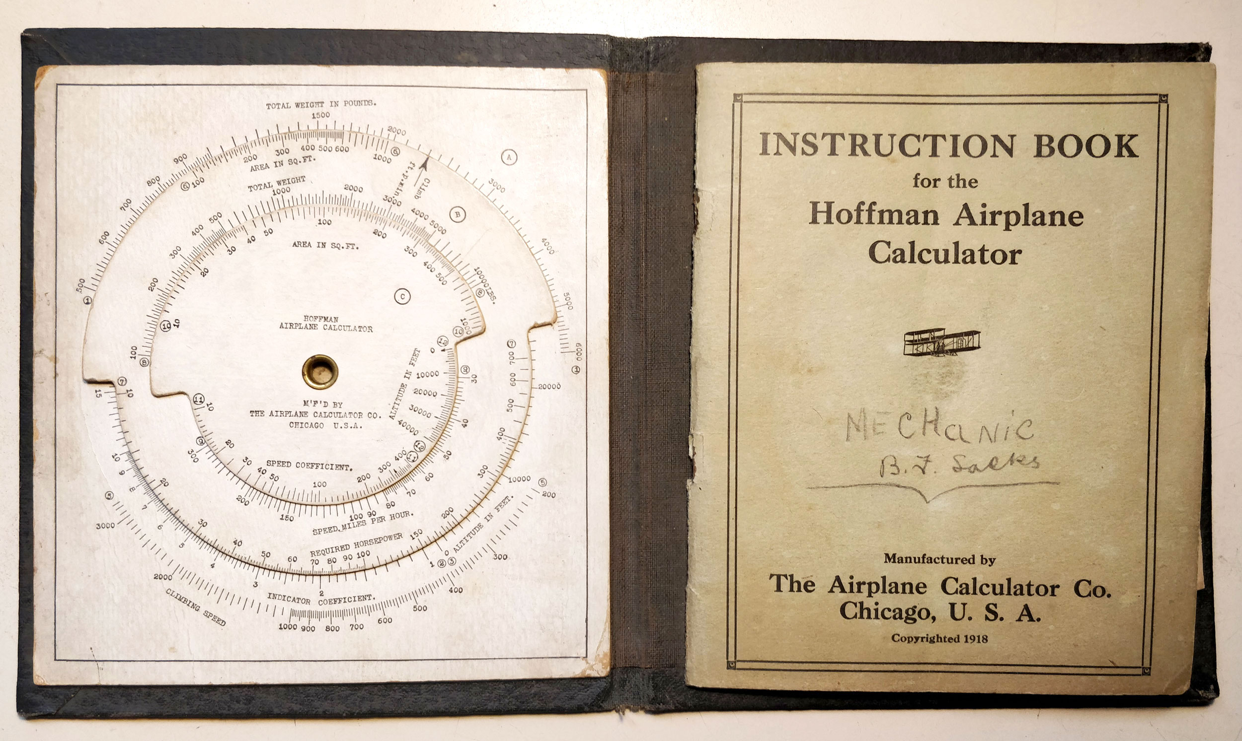 Hoffman's airplane calculator
