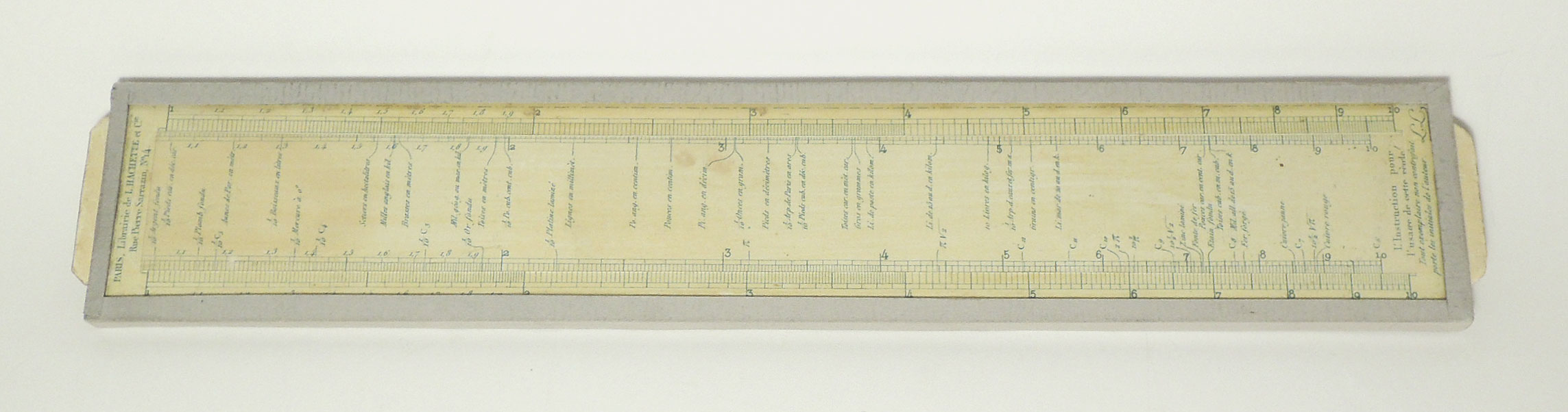 Lalanne's slide rule - back