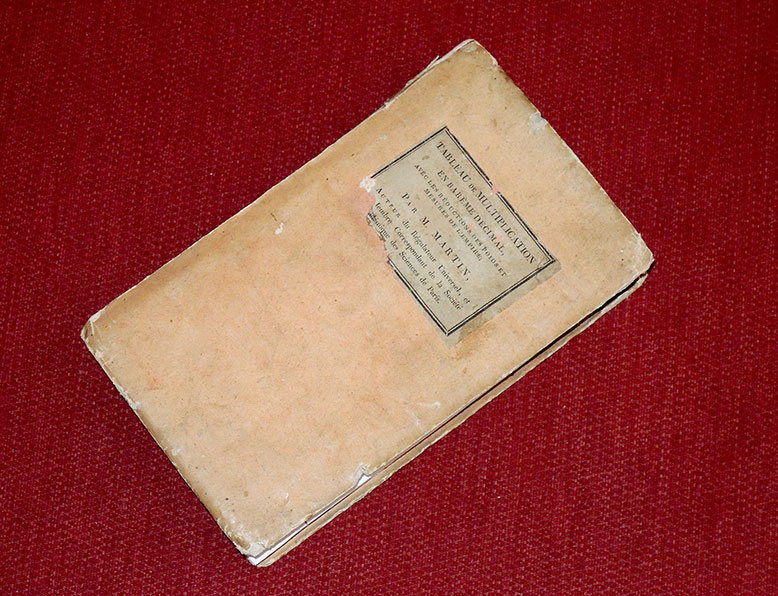 Martin's multiplication table - folded in cover