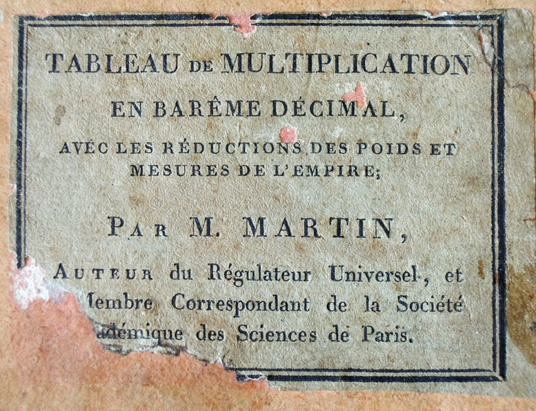 Martin's multiplication table - cover detail