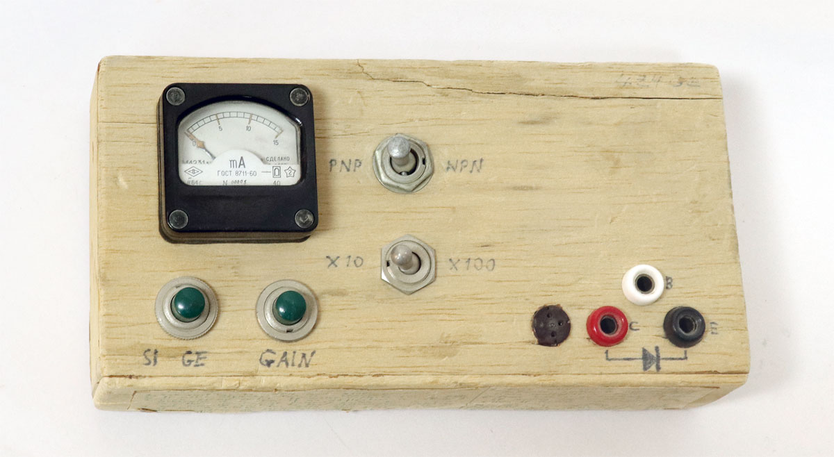 Balsa wood transistor tester