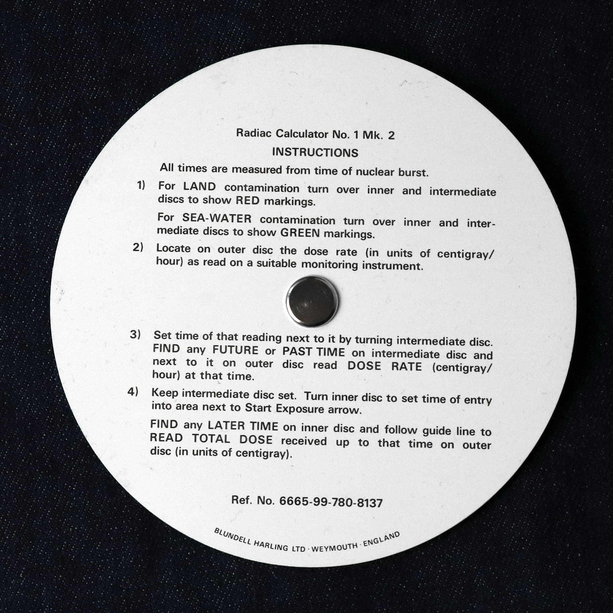 Radiac No. 1 Mk. 2 calculator - back