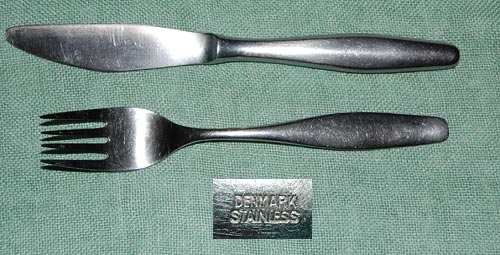 A Danish stainless steel set from the sixties