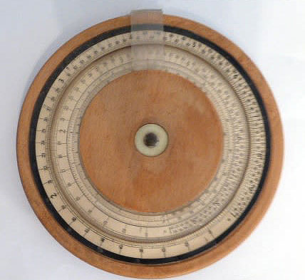 A 7.5-inch diameter Zedak slide rule without trig scales