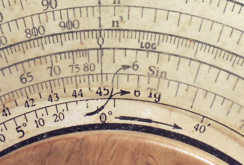 Jacob Zedak's slide rule - detail