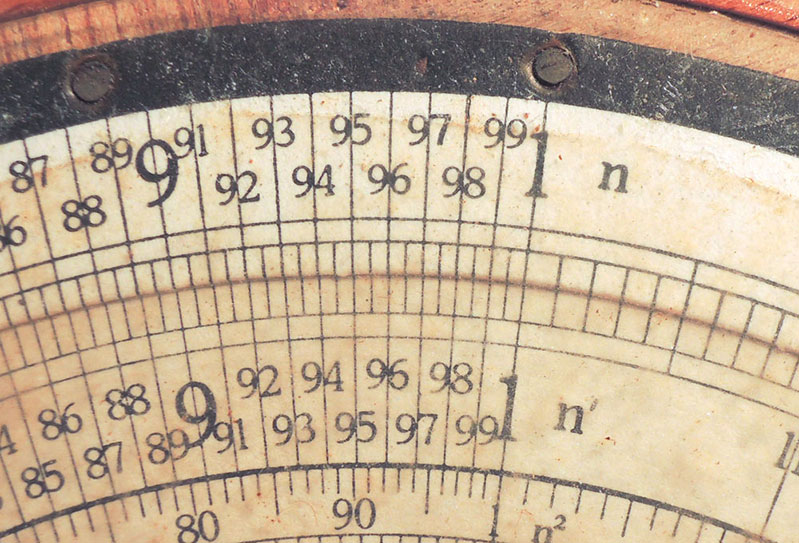 Jacob Zedak's slide rule - detail