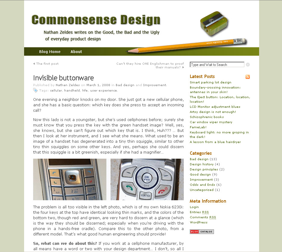 Commonsense Design blog screenshot