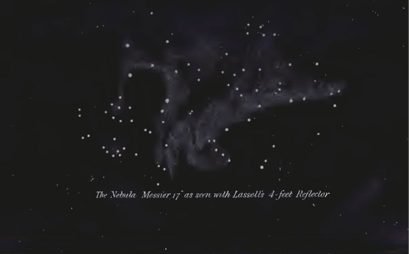 The nebula Messier 17, from Other worlds than ours by Richard Proctor