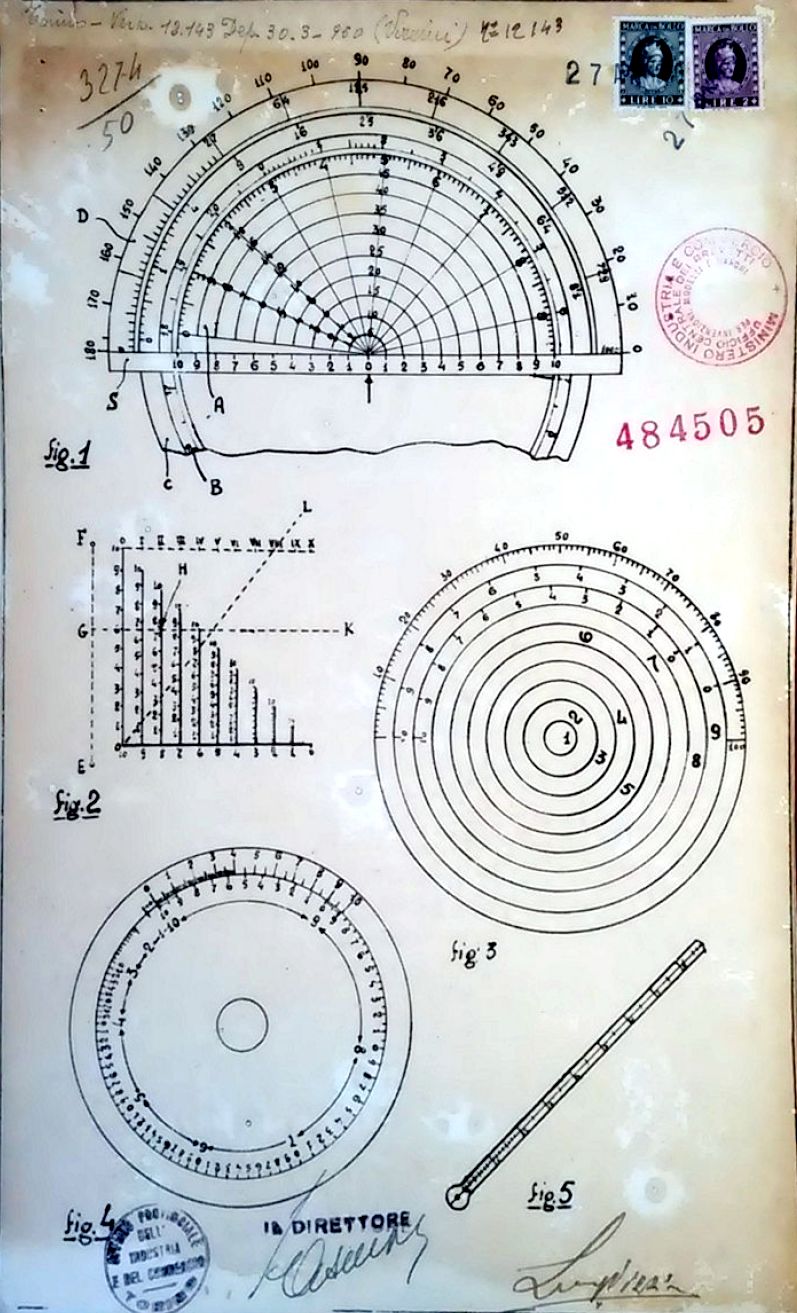 Drawings of diverse calculators from the Vizzini patent