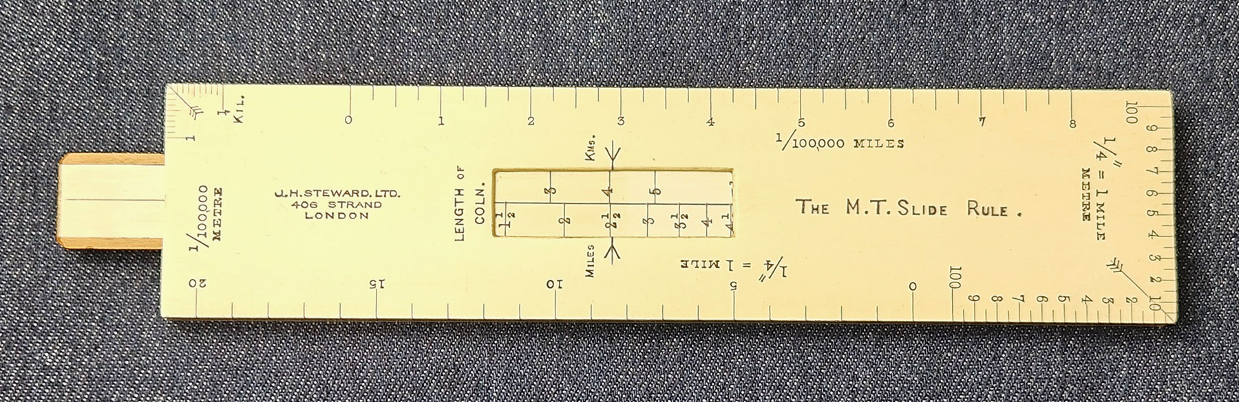 Steward's M.T. Slide rule 2 The Steward M.T. slide rule - front