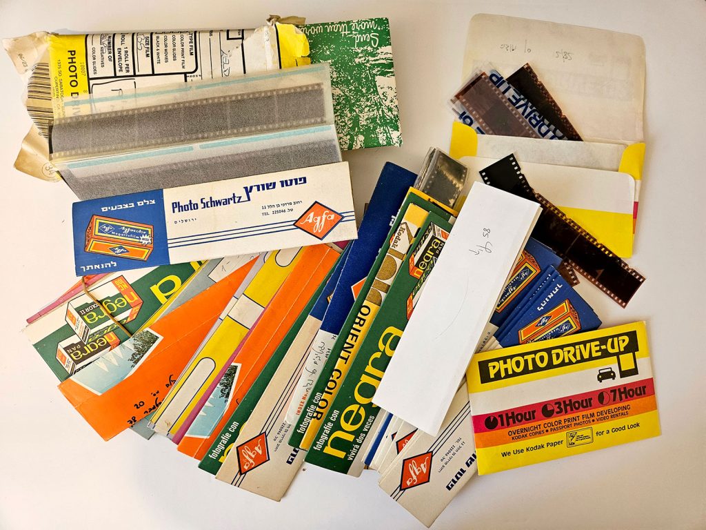 A pile of 35mm negative sleeves and envelopes