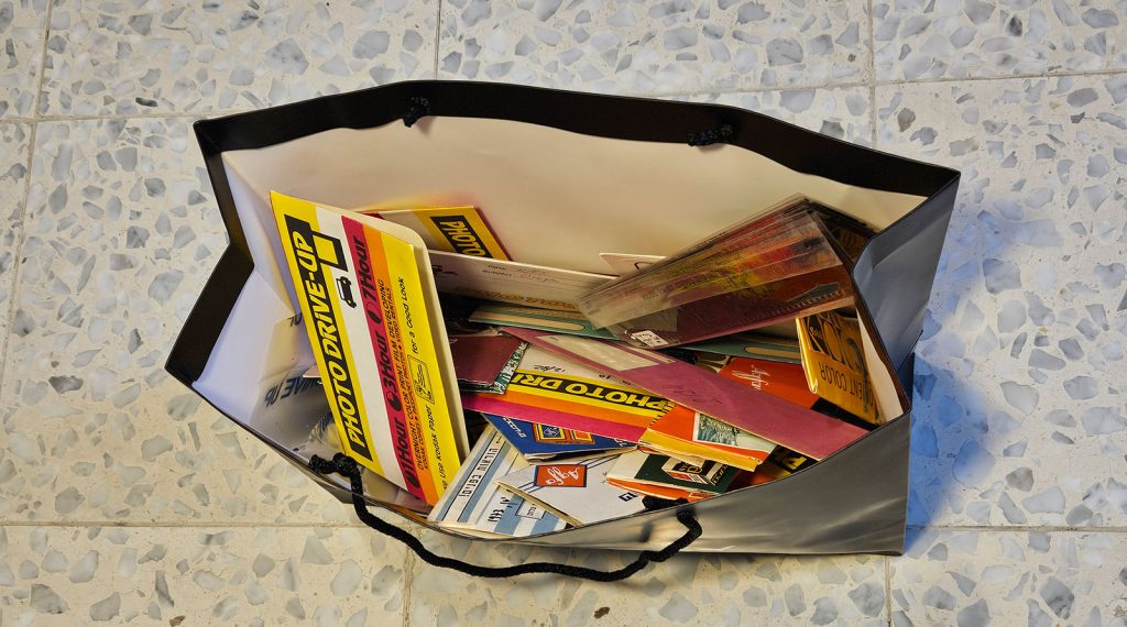 A pile of 35mm negative sleeves and envelopes